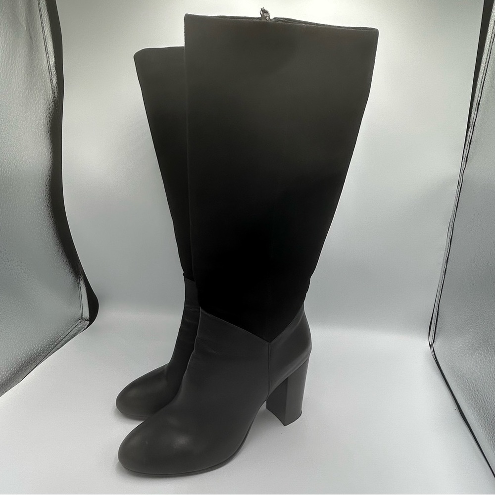 Johnson & Murphy Yvonne Black Leather Suede Boots Size 9 Tall
